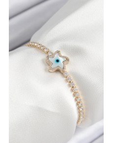Brass Zircon Stone Evil Eye Star Model Gold Color Elevator Women's Bracelet