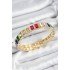 Brass Mixed Zircon Stone Rectangular Model Gold Color Elastic Women's Bracelet