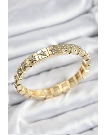 Brass Zircon Stone Star Model Gold Color Elastic Women's Bracelet