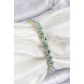 Brass Zircon Stone Turquoise Evil Eye Model Gold Color Elastic Women s Bracelet