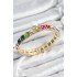 Brass Mixed Zircon Stone Square Model Gold Color Elastic Women's Bracelet