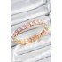 Brass Pink Zircon Stone Square Model Gold Color Elastic Women's Bracelet