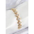 Brass Zircon Stone Clover Baguette Model Gold Color VIP Series Women s Bracelet