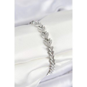 Brass Zircon Stone Rowed Arrow Model Silver Color Women's Bracelet