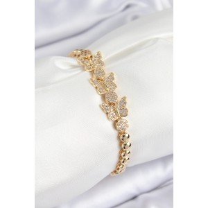 Brass Zircon Stone Butterfly Model Gold Color Women's Bracelet