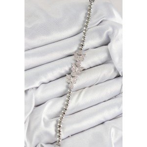Brass Zircon Stone Butterfly Model Silver Color Women's Bracelet