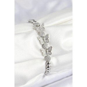 Brass Zircon Stone Butterfly Model Silver Color Women's Bracelet