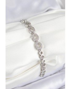 Brass Zircon Stone Oval Model Silver Color Women's Bracelet