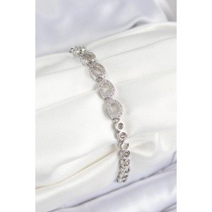 Brass Zircon Stone Oval Model Silver Color Women's Bracelet