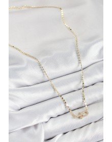 Brass Zircon Stone Tiffany Model Crushed Chain Gold Color Women's Necklace