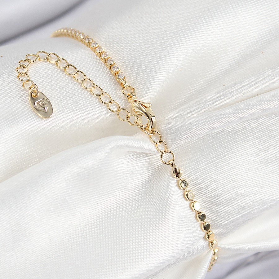 Brass Zircon Stone Bee Model Crushed Chain Gold Color Women s Bracelet