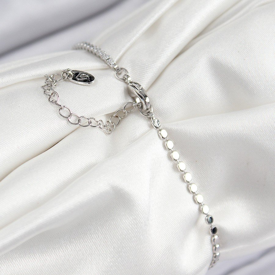 Brass Zircon Stone Bead Model Crushed Chain Silver Color Women s Bracelet