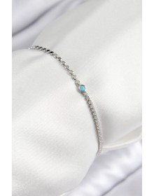 Brass Zircon Stone Bead Model Crushed Chain Silver Color Women's Bracelet