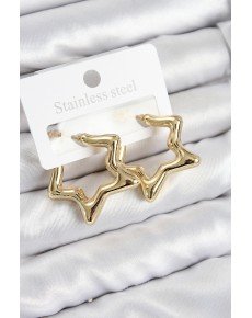 Brass Star Model Gold Color Women's Earrings