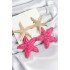 Brass Pendant Pink Starfish Model Gold Color Wicker Earrings