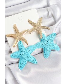 Brass Hanging Turquoise Starfish Model Gold Color Wicker Earrings