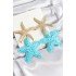 Brass Hanging Turquoise Starfish Model Gold Color Wicker Earrings