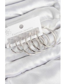 Brass Ring Model Silver Color Women's Set Earrings