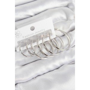 Brass Ring Model Silver Color Women's Set Earrings