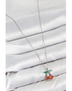 Brass Zircon Stone Cherry Model Silver Color Women's Necklace