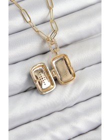 Brass Zircon Stone Openable Pole Star Model Gold Color Women's Necklace