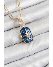 Brass Zircon Stone Openable Pole Star Model Gold Color Women's Necklace