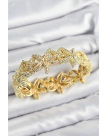 Brass Starfish Model Gold Color Elastic Women's Bracelet