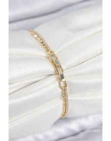 Brass Zircon Stone Crushed Chain Row Model Gold Color Women's Bracelet