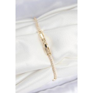 Brass Zircon Stone Square Model Gold Color Women's Bracelet