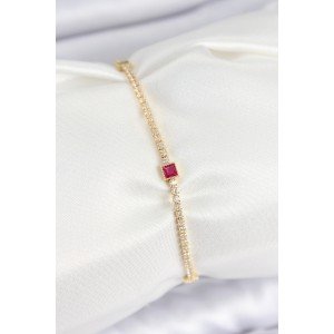 Brass Zircon Stone Square Model Gold Color Women's Bracelet