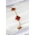 316L Steel Pearlescent Red Gold Color Clover Women's Bracelet