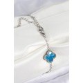 316L Steel Pearlescent Sky Blue Silver Color Clover Women s Bracelet