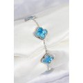 316L Steel Pearlescent Sky Blue Silver Color Clover Women s Bracelet