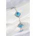 316L Steel Pearlescent Sky Blue Silver Color Clover Women's Bracelet