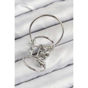 Silver Color Cartilage Earring with Brass Hoop Model Silver Color Cartilage Earring with Brass Hoop Model