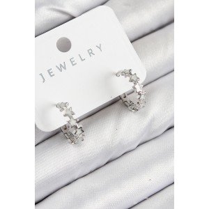 Brass Zircon Stone Star Model Silver Color Women's Earrings Brass Zircon Stone Star Model Silver Color Women's Earrings