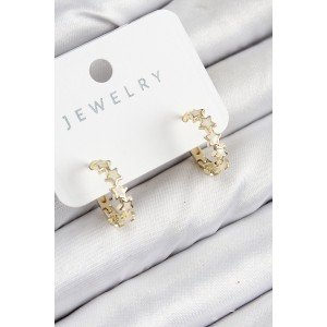 Brass Zircon Stone Star Model Gold Color Women's Earrings Brass Zircon Stone Star Model Gold Color Women's Earrings