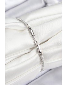 Brass Colored Zircon Stone Geometric Model Silver Color Women's Bracelet