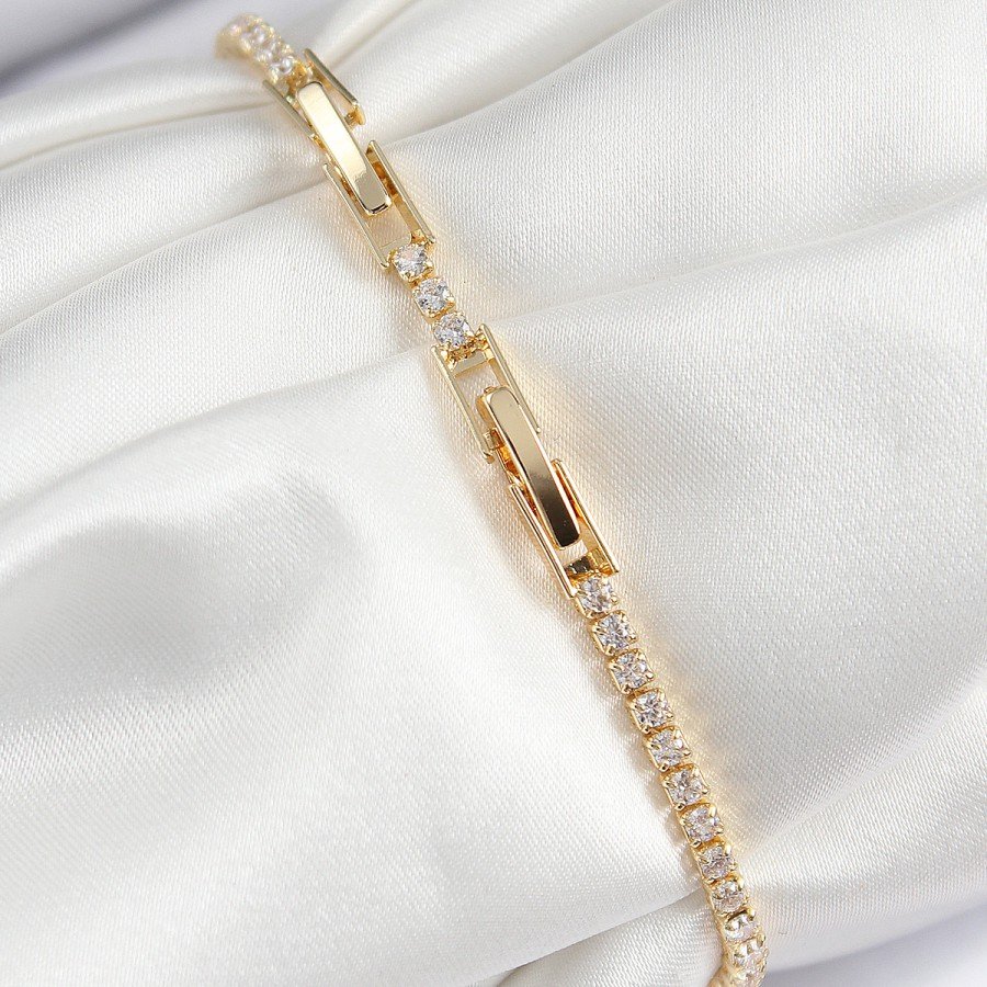 Brass Zircon Stone Swan Model Gold Color Women s Bracelet