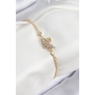 Brass Zircon Stone Swan Model Gold Color Women's Bracelet