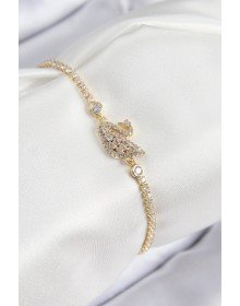 Brass Zircon Stone Swan Model Gold Color Women's Bracelet