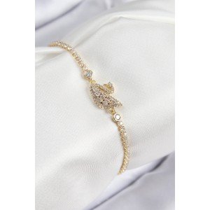 Brass Zircon Stone Swan Model Gold Color Women's Bracelet