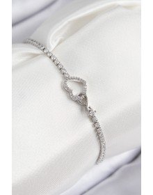 Brass Zircon Stone Infinity Heart Model Silver Color Women's Bracelet