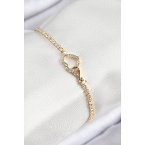 Brass Zircon Stone Infinity Heart Model Gold Color Women's Bracelet