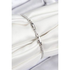 Brass Zircon Stone Evil Eye Model Silver Color Women's Bracelet