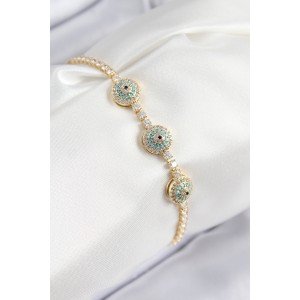 Brass Zircon Stone Evil Eye Model Gold Color Women's Bracelet