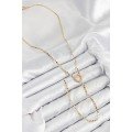 Brass Zircon Stone Crushed Chain Heart Model Gold Color Y Necklace