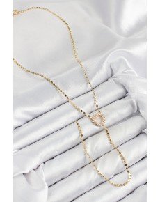 Brass Zircon Stone Crushed Chain Heart Model Gold Color Y Necklace