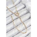 Brass Zircon Stone Crushed Chain Heart Model Gold Color Y Necklace