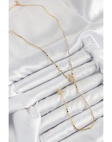 Brass Zircon Stone Crushed Chain Polar Star Model Gold Color Y Necklace